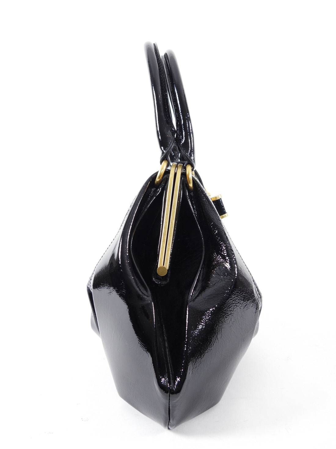 Alexander McQueen Black Patent Elvie Handbag
