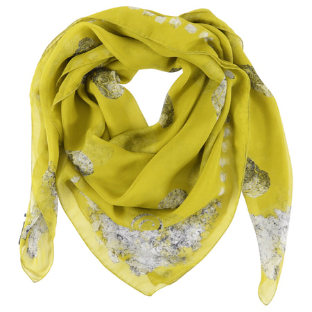 Alexander McQueen Large Lime Silk Shawl Skull Scarf