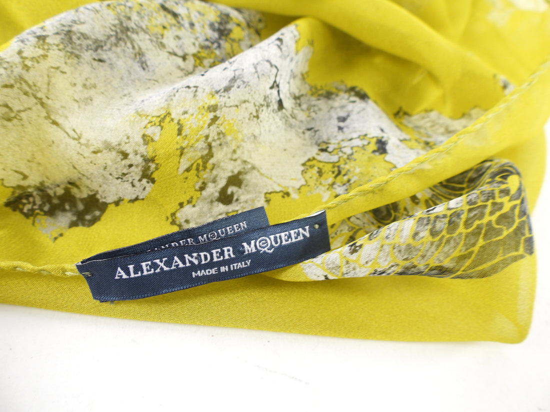 Alexander McQueen Large Lime Silk Shawl Skull Scarf