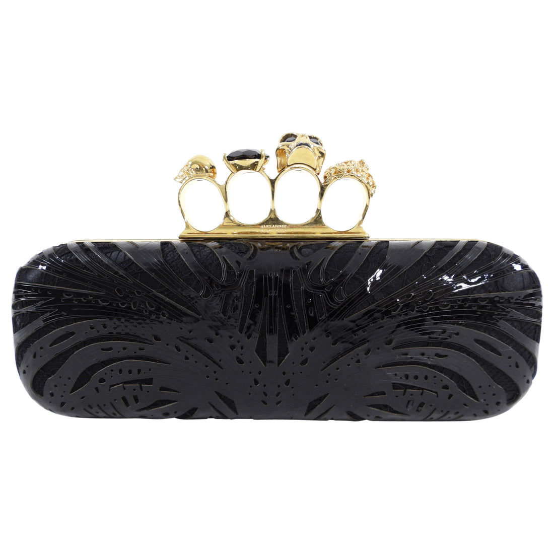 Alexander McQueen Patent and Lace Knuckle Duster Clutch