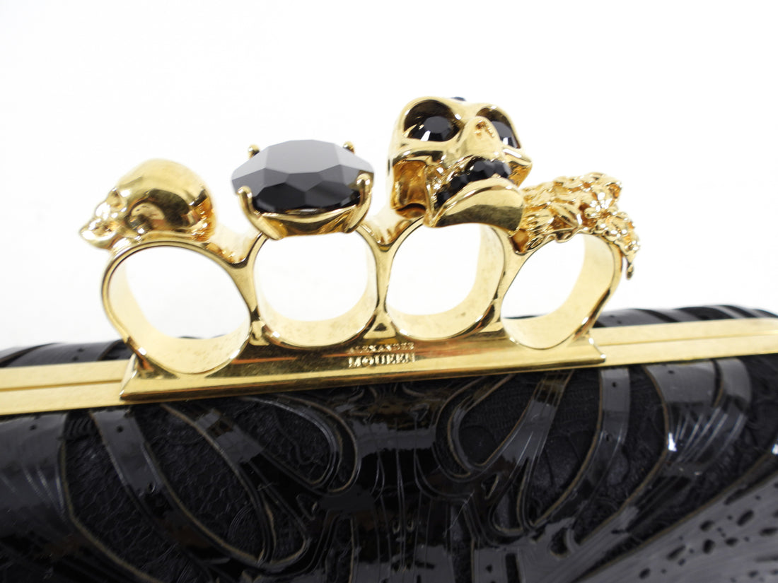Alexander McQueen Patent and Lace Knuckle Duster Clutch