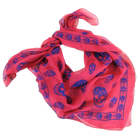 Alexander McQueen Pink and Purple Sheer Silk Skull Scarf