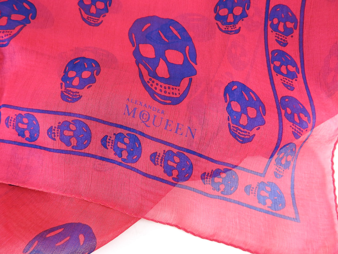 Alexander McQueen Pink and Purple Sheer Silk Skull Scarf