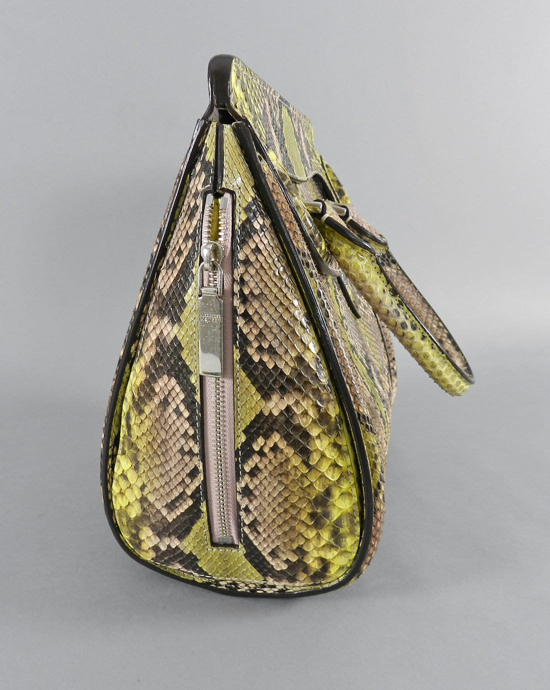 Alexander Mcqueen Small Lime Green Python Heroine Bag