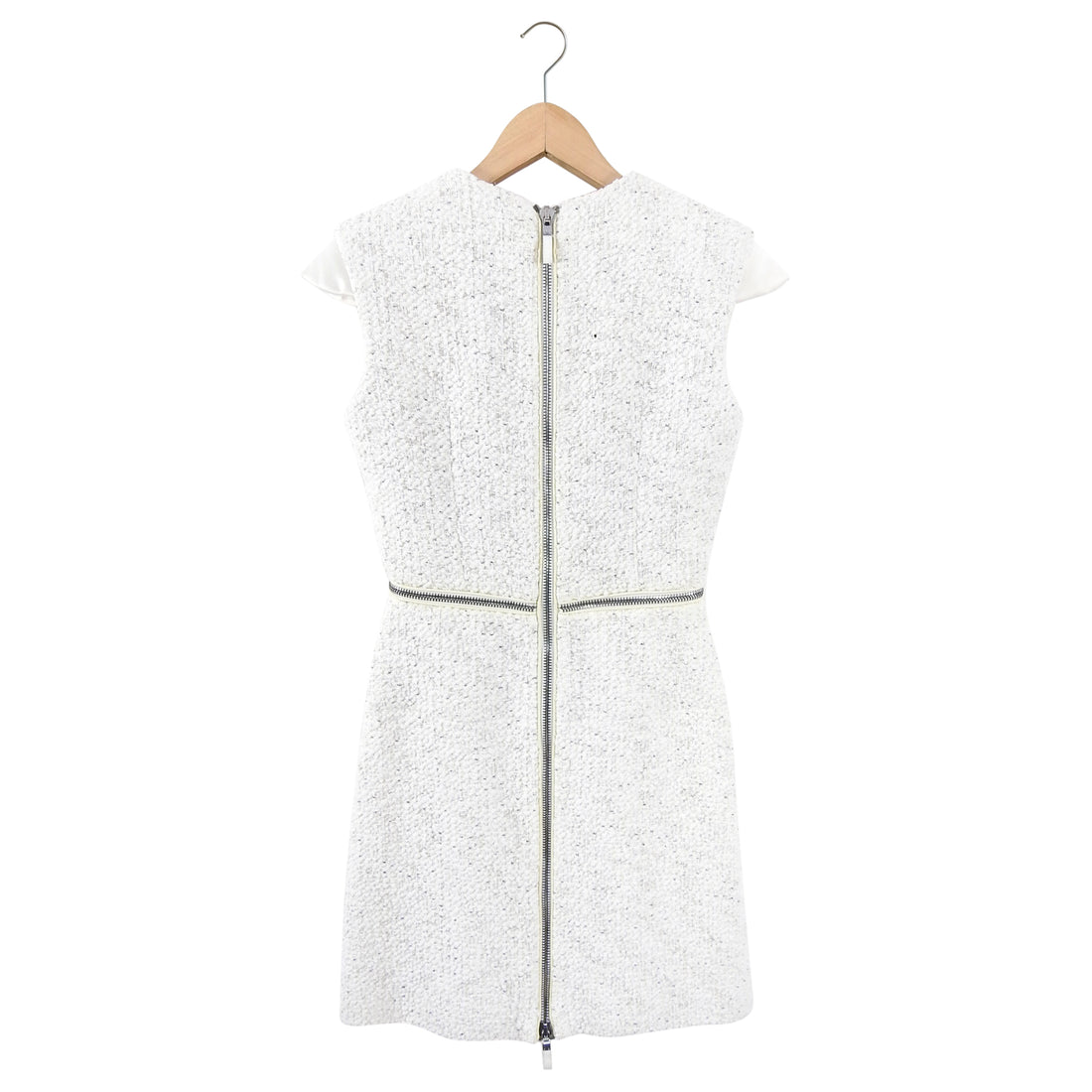 Alexander McQueen Ivory Tweed Zipper Mini Dress - IT38 / 2