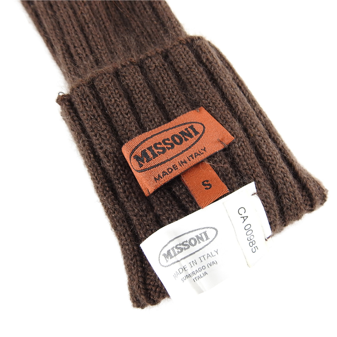 Missoni Brown Knit Lambskin Long Gloves with Fox Fur