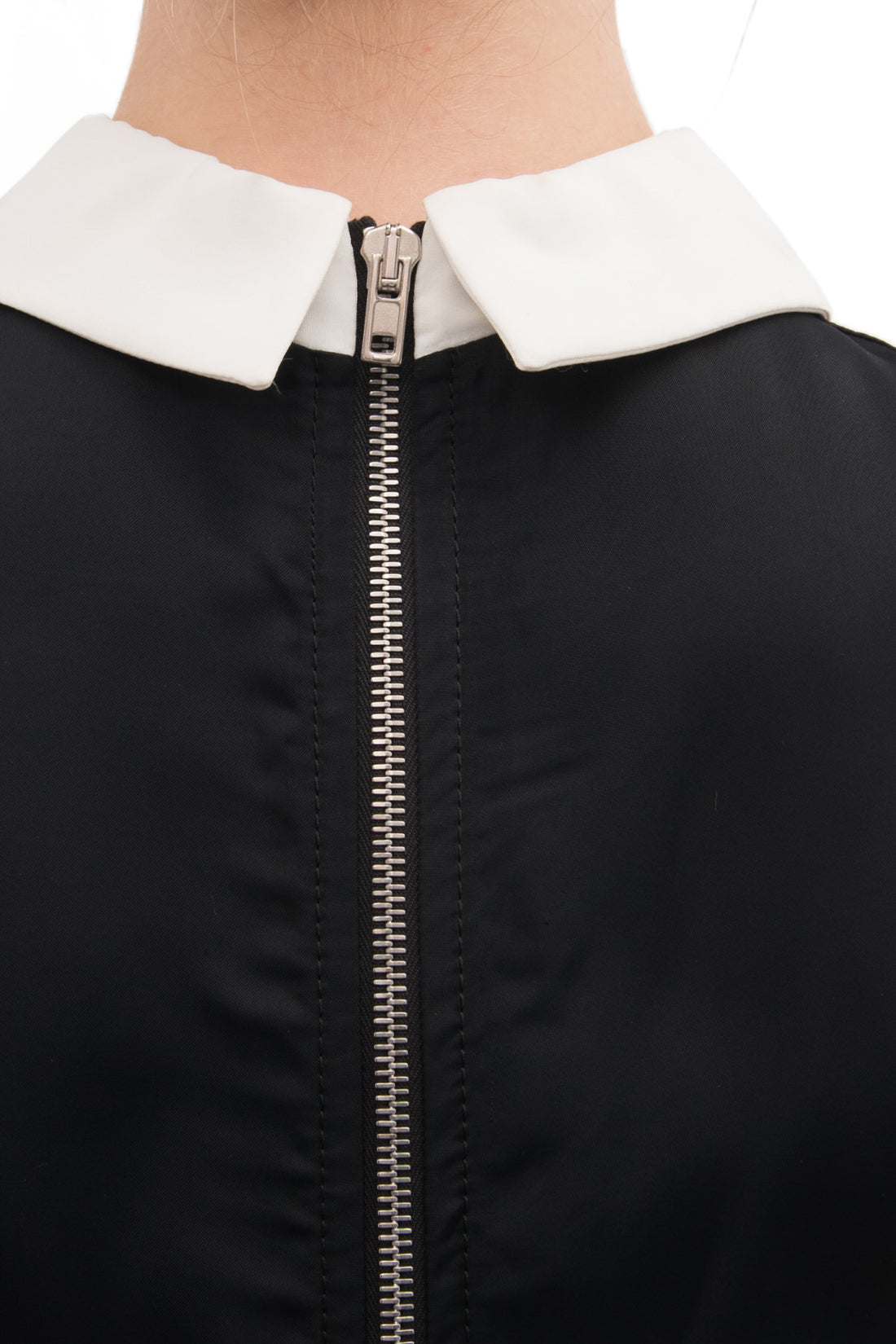 Miu Miu Black Washed Satin Dress with White Collar