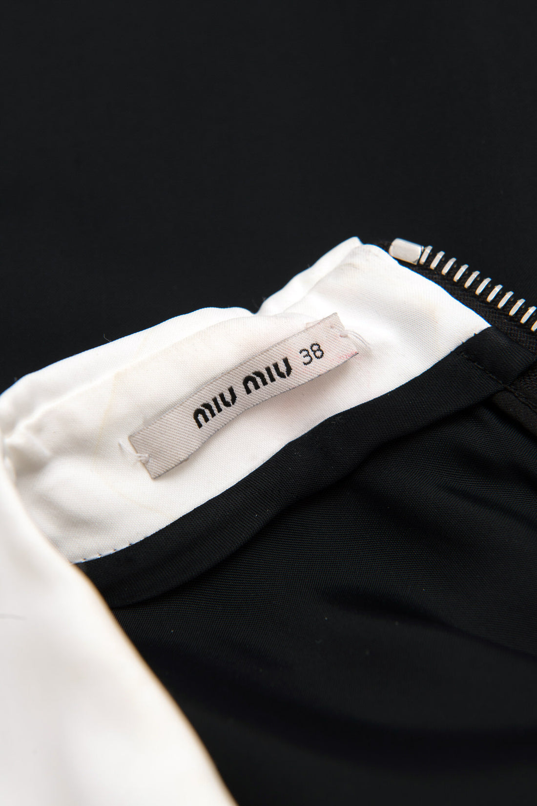 Miu Miu Black Washed Satin Dress with White Collar