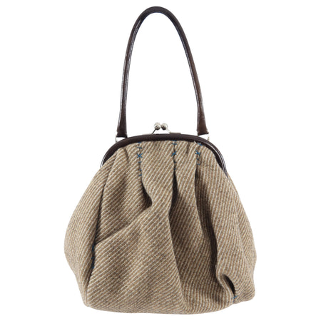 Miu Miu Vintage Brown Tweed Wool Small Frame Bag