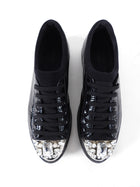Miu Miu Black Patent Metal Jewel Toe Sneakers