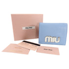 Miu Miu Light Blue Madras Bifold Wallet 