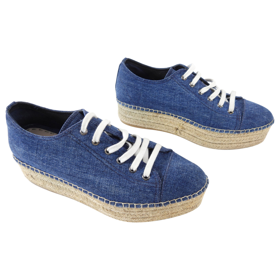 Miu Miu Blue Denim Platform Espadrille Shoes - 40 / 9.5