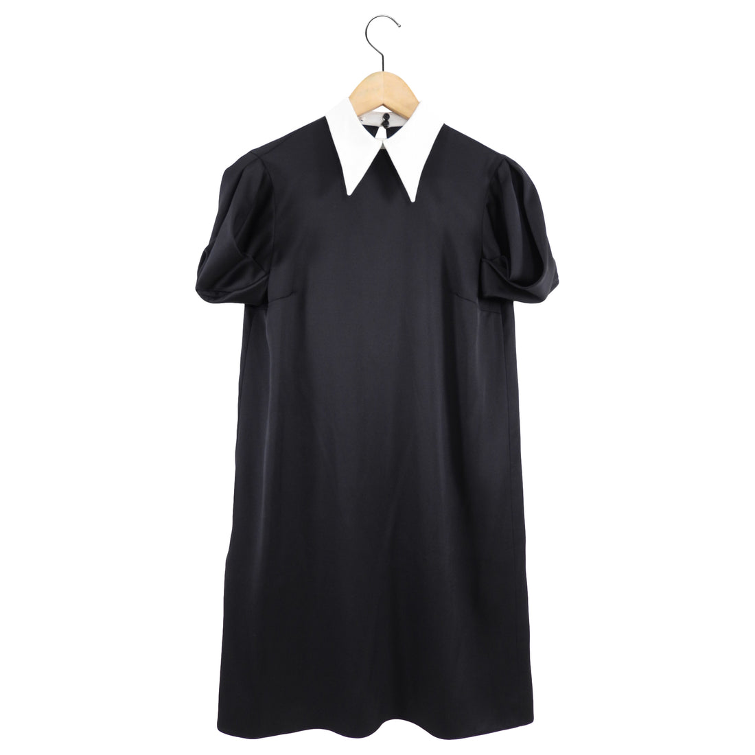black short sleeve dress with white collar Victorian Ruffle Collar Short Sleeve Shirtdress XXL