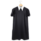 Miu Miu Black Satin Short Sleeve Shift Dress with White Collar - XS / USA 2