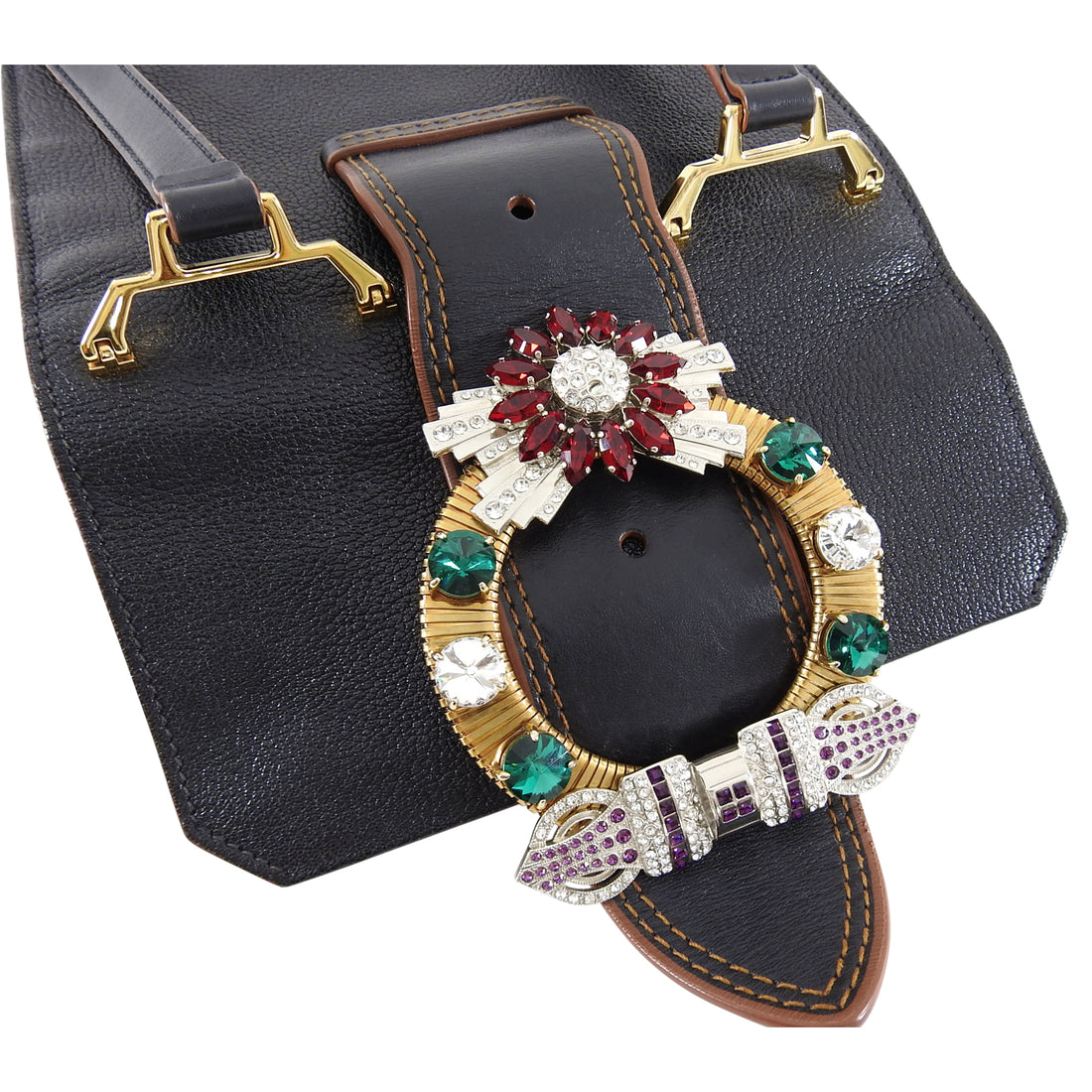 Miu Miu Madras Crystal Jewel Embellished Crossbody Bag