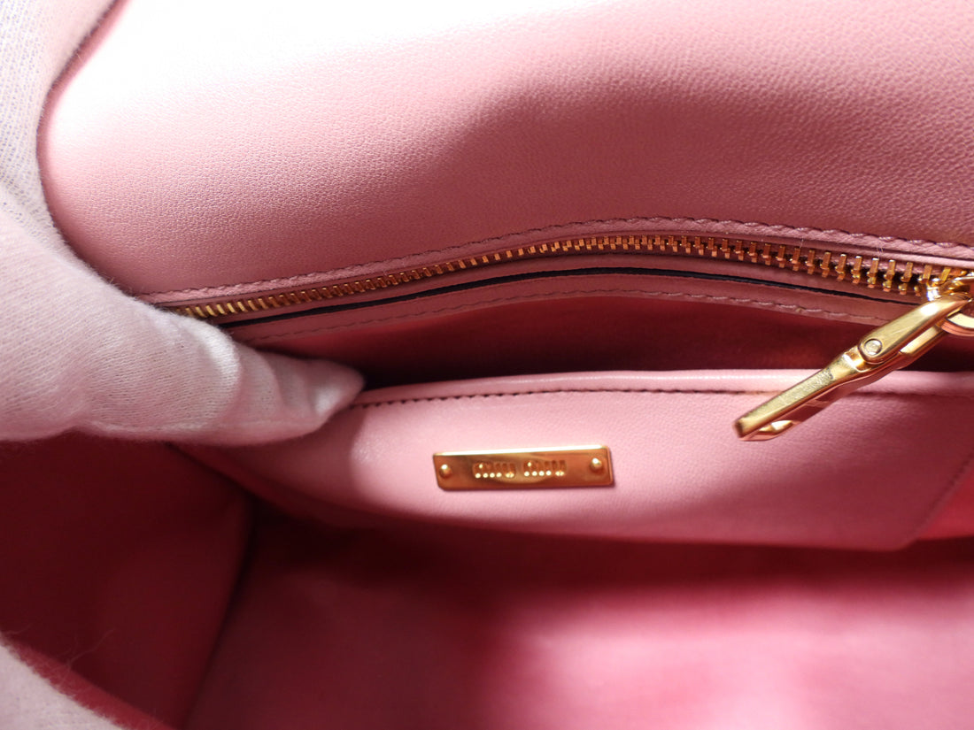 Miu Miu Pink Madras Click Top Handle Satchel Bag