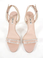 Miu Miu Nude Patent Sandals with Crystal Accent - 40 / 9.5