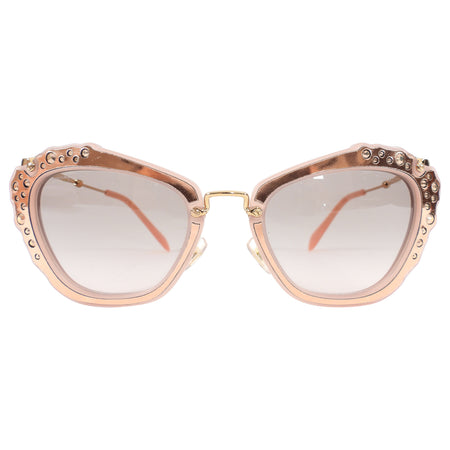 Miu Miu Pink Rosegold Jewelled Cat Eye Sunglasses SMU04Q