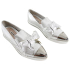 Miu Miu Silver Metallic Pointy Toe Flat Slip on Shoes - 38.5