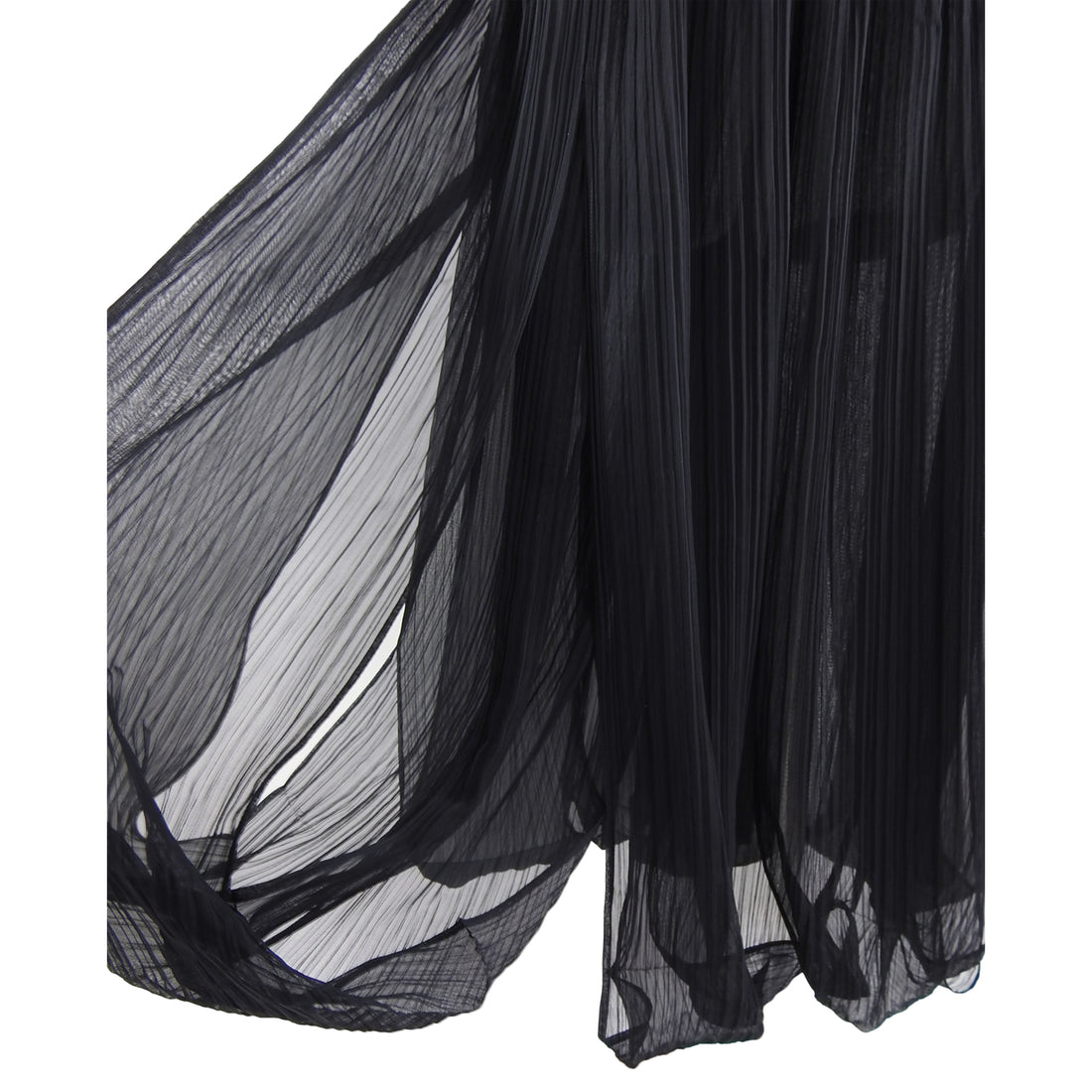 Issey Miyake Black Sheer Loop Pleated Long Maxi Skirt - 10