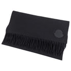 Moncler Black Wool Fringe Rectangular Scarf