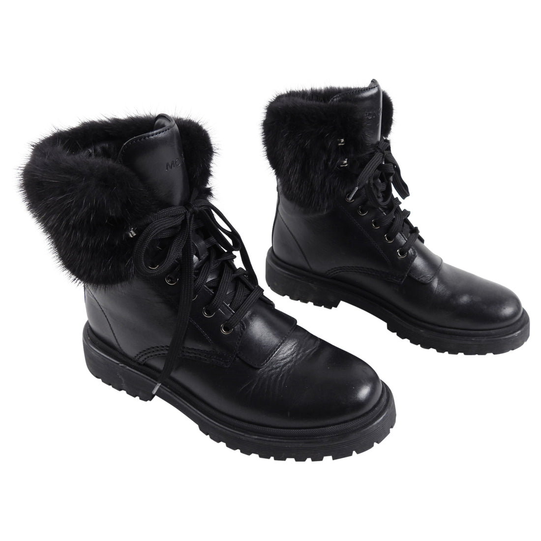 Moncler Black Leather Winter Snow Ankle Booties-38