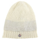 Moncler Ivory and Silver Metallic Knit Toque Hat