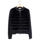 Moncler Black Velvet and Wool Quilted Maglione Cardigan - S