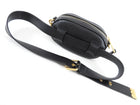 Moschino Couture Black Leather Fanny Pack Belt Bag.  Original retail $1151 CAD.  Black leather oval belt bag with logo letters.  Measures 7 x 4 x 2