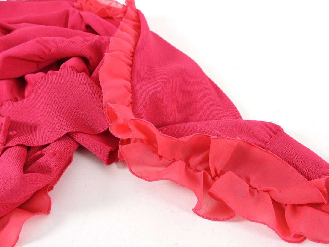 Moschino Boutique Cherry Pink Knit Ruffle Cardigan - IT42 / USA 6