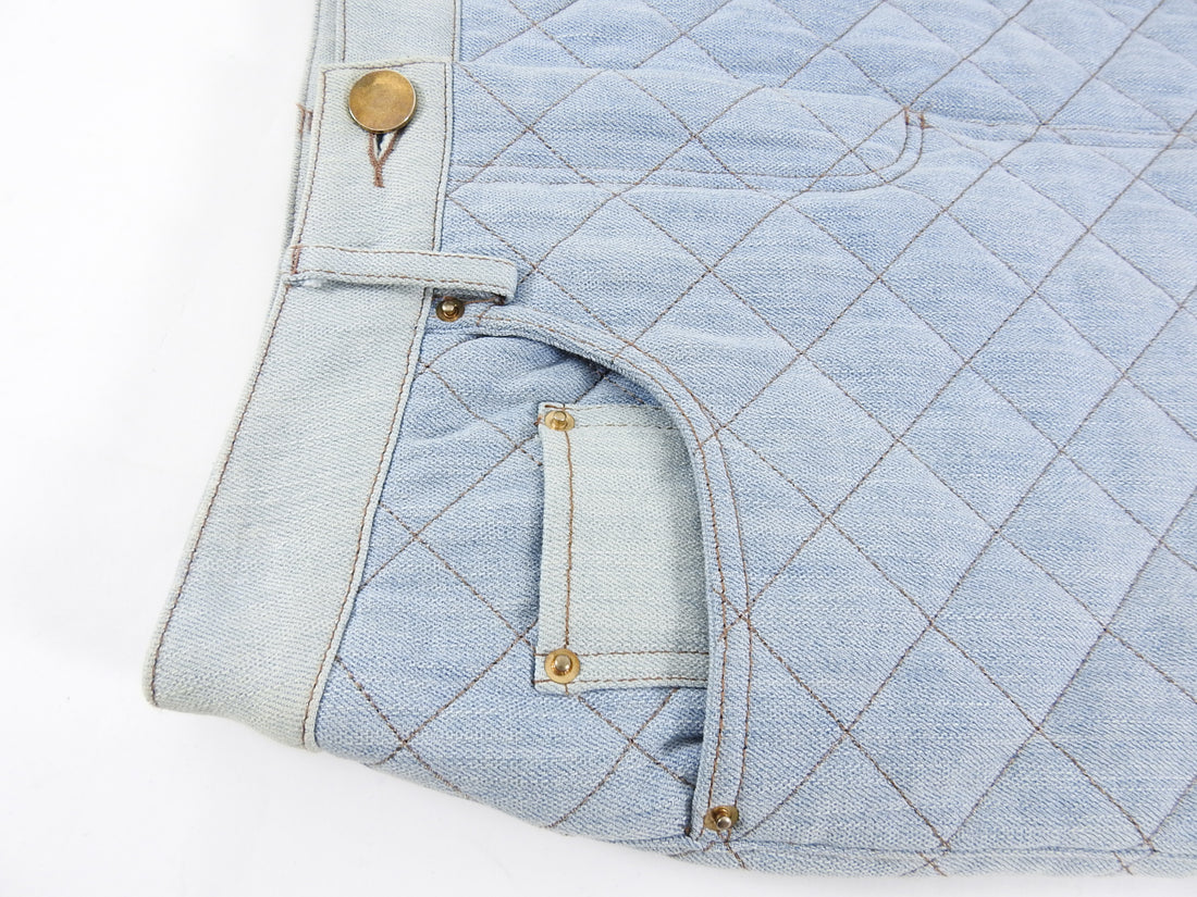 Moschino Couture Fall 2014 Blue Denim Quilt Mini Skirt - FR34 / USA 2