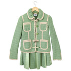 Moschino Green Wool Jewelled Button Skirt Suit - L