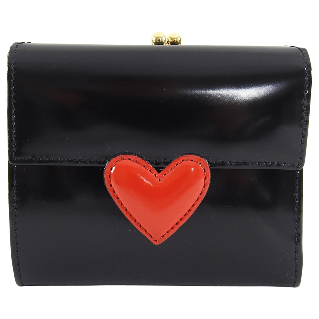 Moschino Black leather with Red Heart Wallet - New in Box