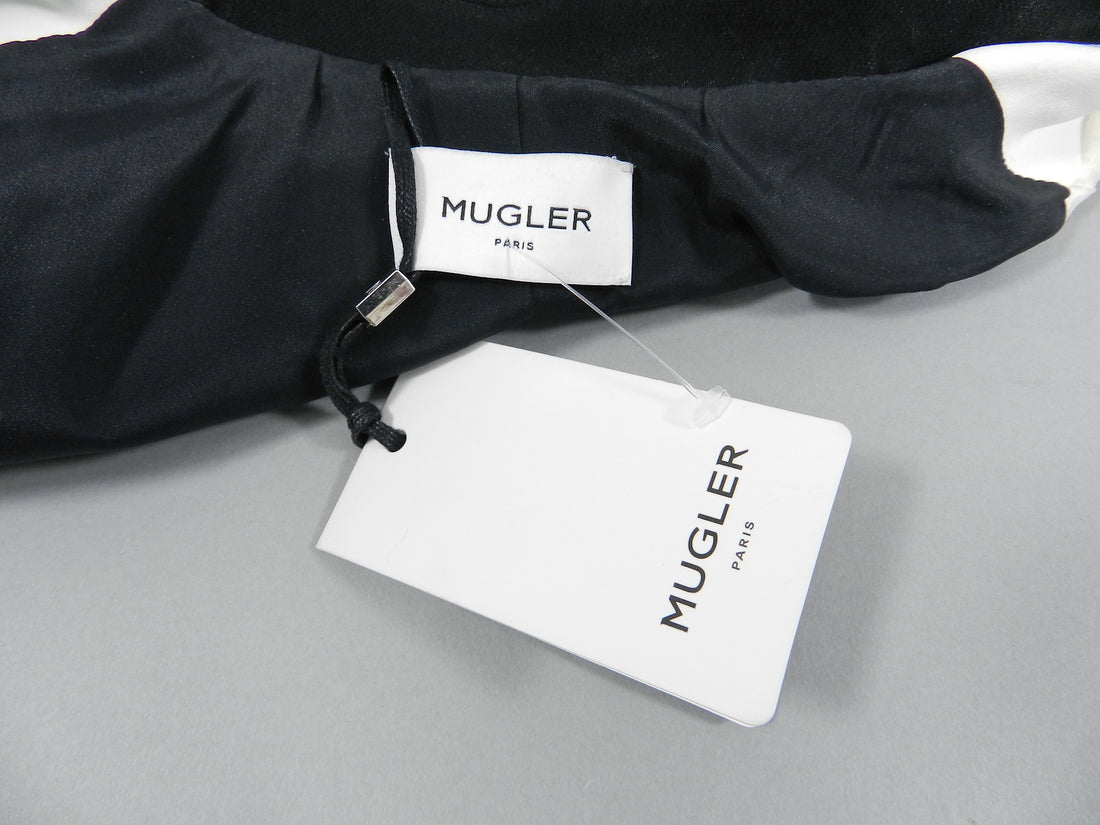 Mugler Resort 2017 Black White Silver Metallic Leather Color Block Jacket
