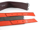 Vintage 1980's Thierry Mugler Red Wide Leather Belt with Metal Trim