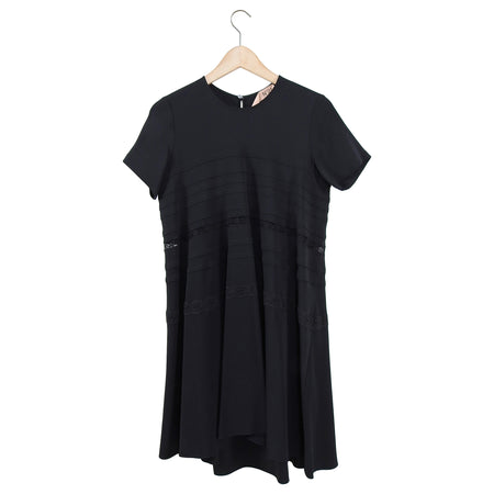 No 21 Numero Ventuno Black Short Sleeve Rayon Flare Dress - S