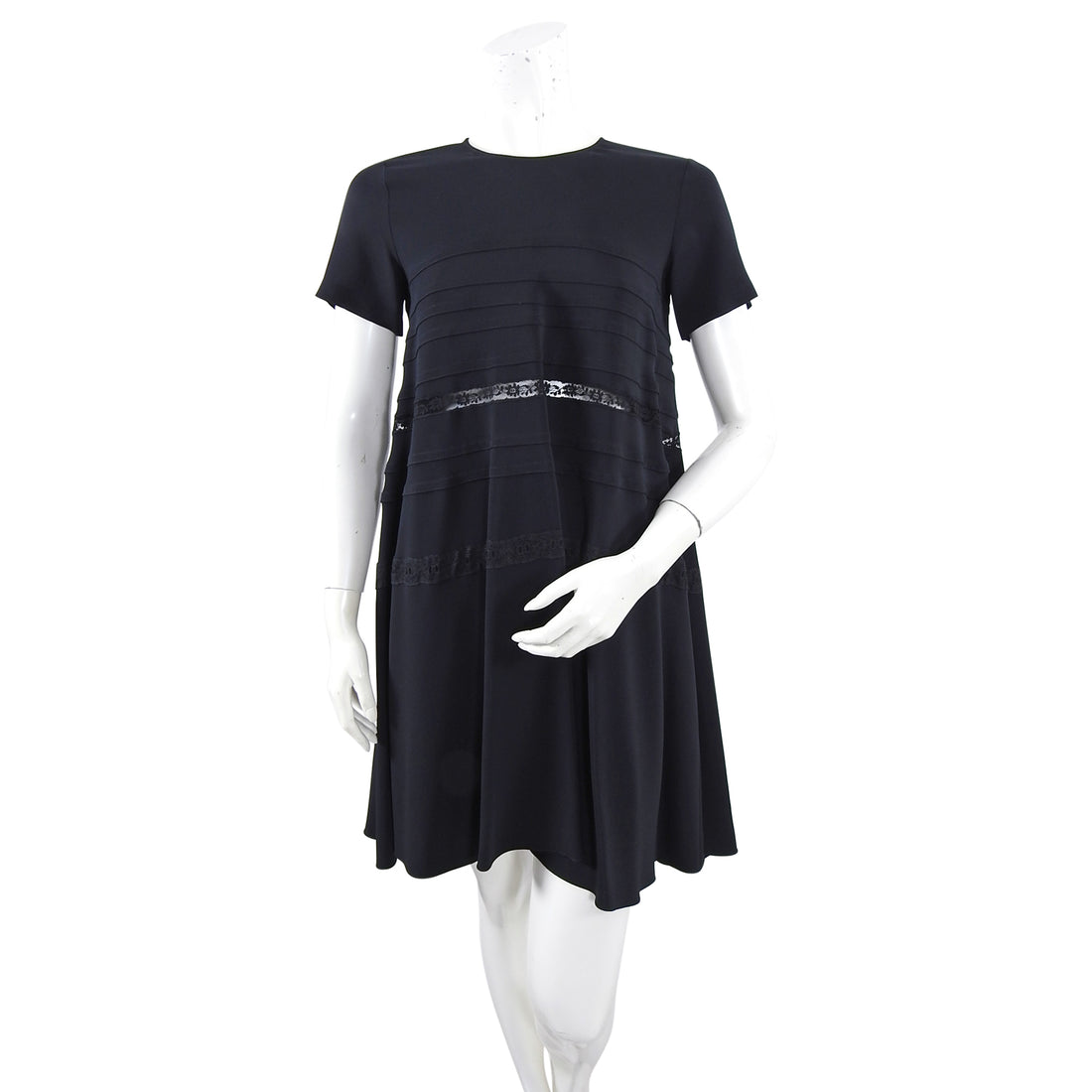 No 21 Numero Ventuno Black Short Sleeve Rayon Flare Dress - S