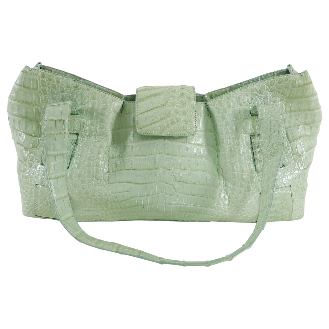 Nancy Gonzalez Mint Green Crocodile Shoulder Bag