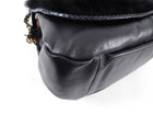 Nina Ricci Black Fur and Python Trim Leather Bag