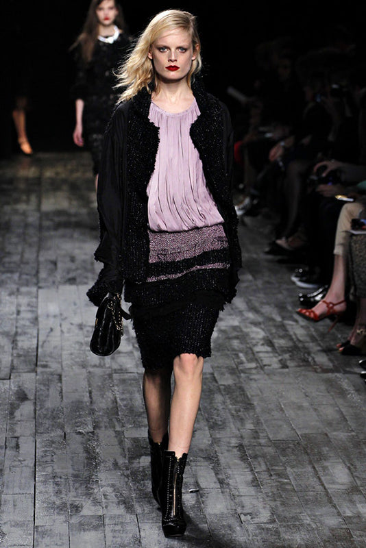 Nina Ricci Purple Shimmer and Black Tweed Mini Skirt - XS / 2
