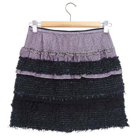 Nina Ricci Purple Shimmer and Black Tweed Mini Skirt - XS / 2