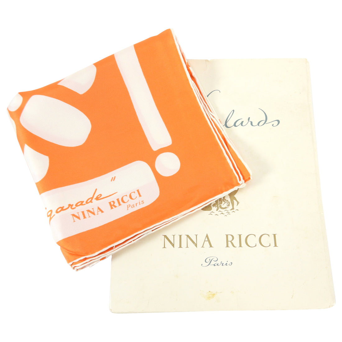 Vintage 1970's Nina Ricci Orange Silk Scarf