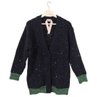 No 21 Black Chunky Knit Sequin Cardigan with Green Trim - 2/4