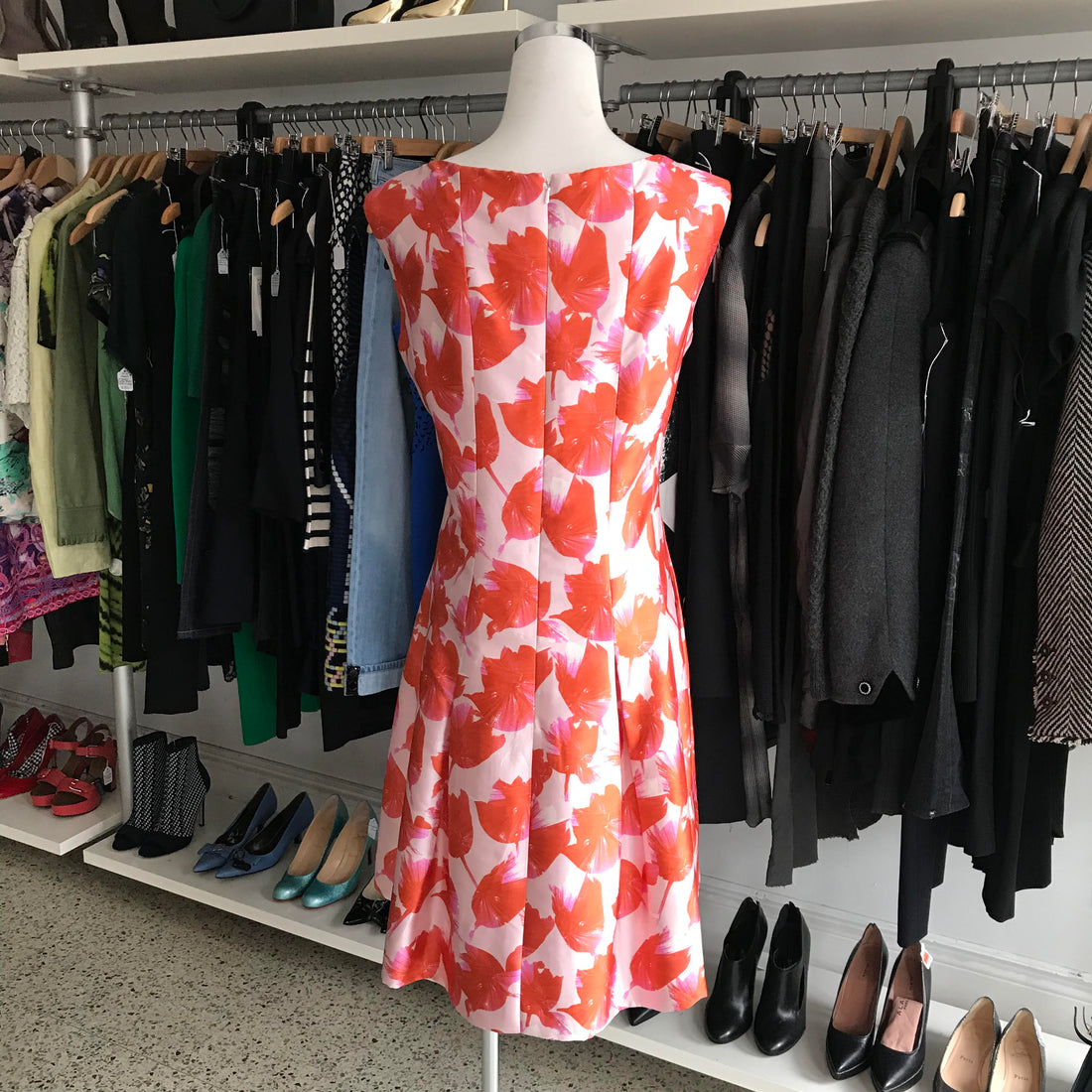 Oscar de la Renta Spring 2016 Orange Silk Floral Granita Dress - USA 16