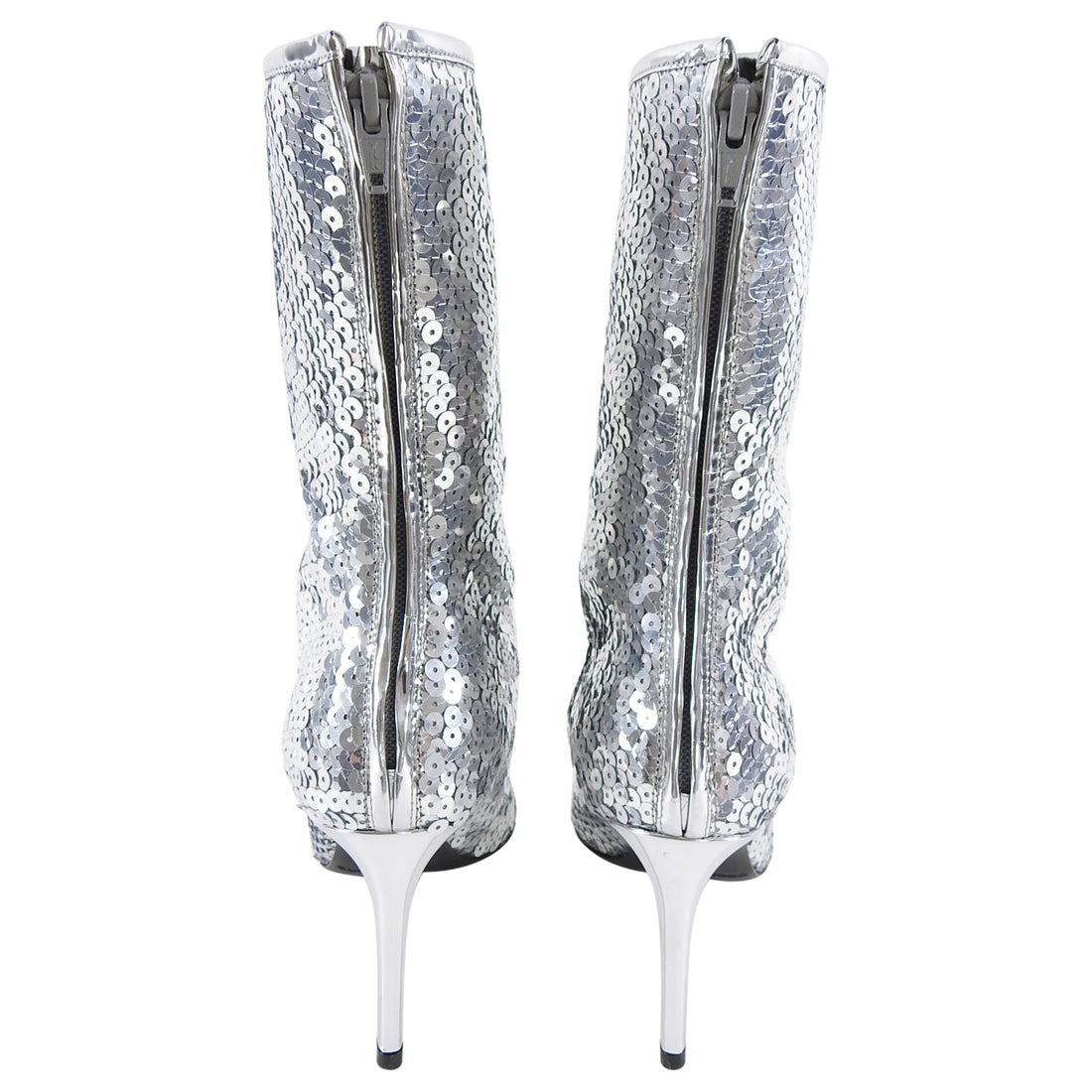 Paco Rabanne Silver Sequin Disco Ankle Boots - 6
