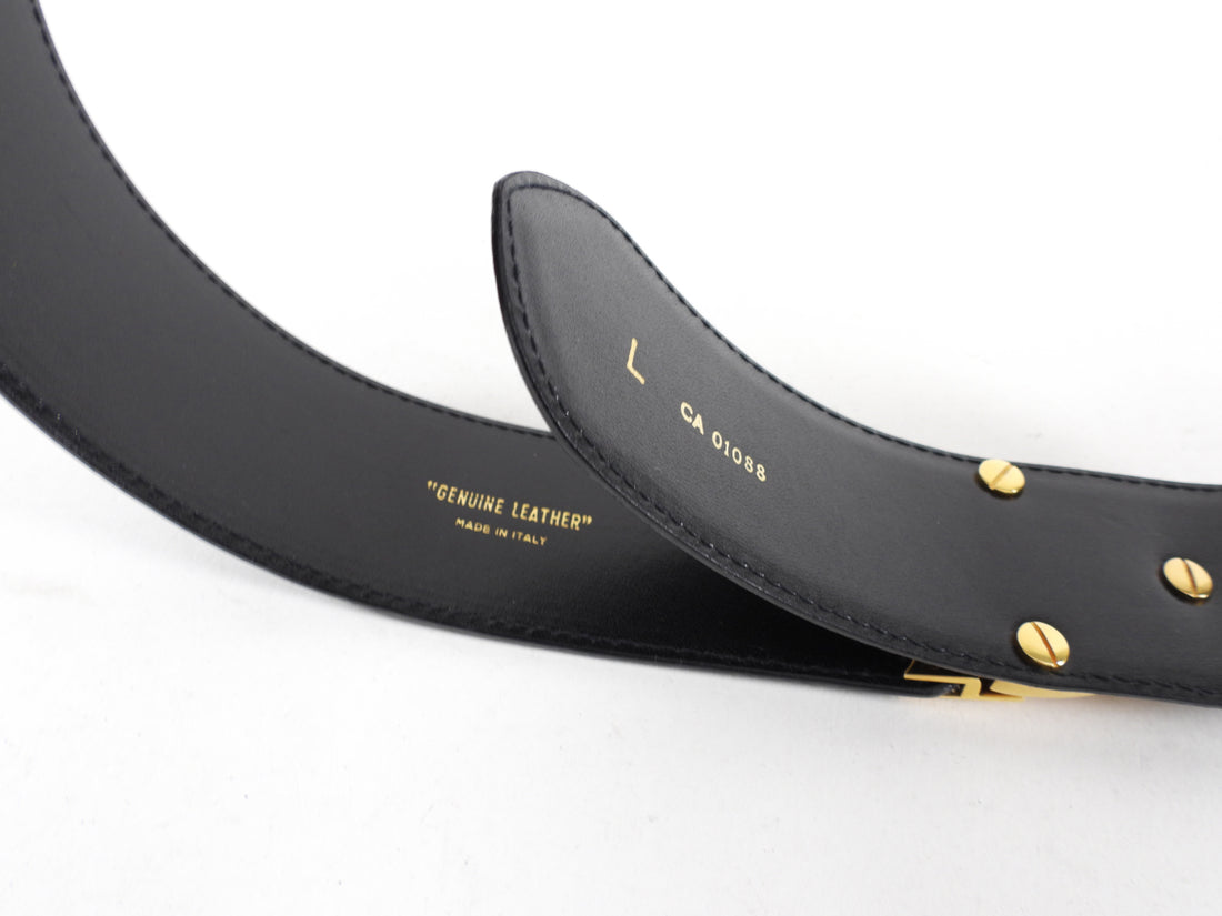 Paloma Picasso Vintage Black Leather Wide Belt - L