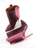 Paris Texas Raspberry Python Embossed Leather Ankle Boots - 37
