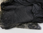 PAVONI Black Sheer Silk Chiffon / Illusion Lace Ruched Evening Gown