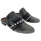 Philip Lim 3.1 Dark Grey Velvet and Pearl Slip On Shoes
