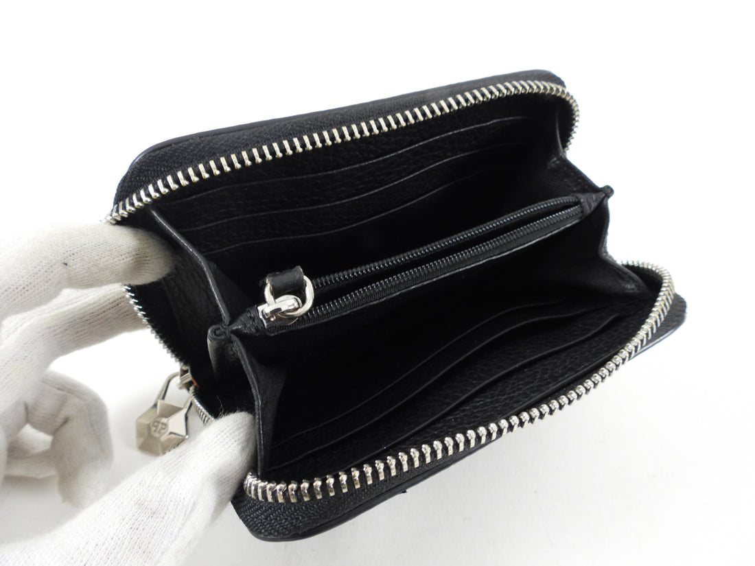 Skull Flat Zipper Wallet in Black